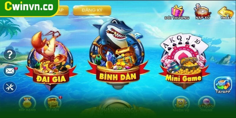 Các phòng chơi của game bắn cá thần tài